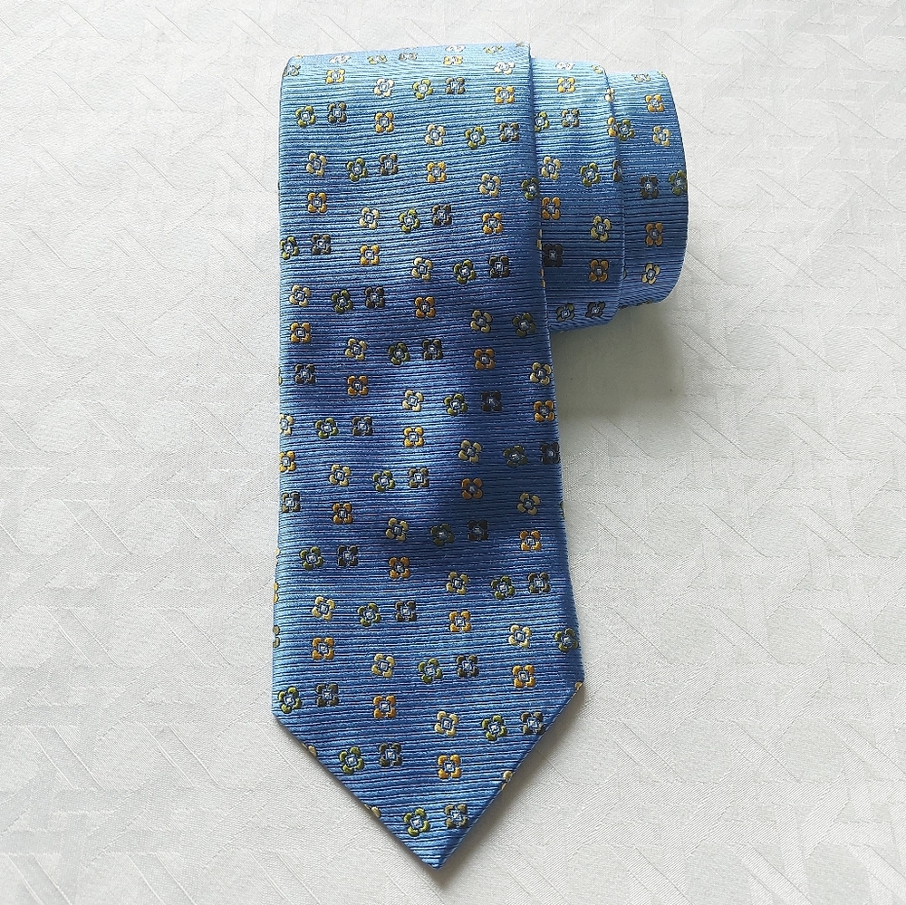 Luigi Napoli Classic Floral Pattern Silk Tie Business Formal Wear Made In Italy